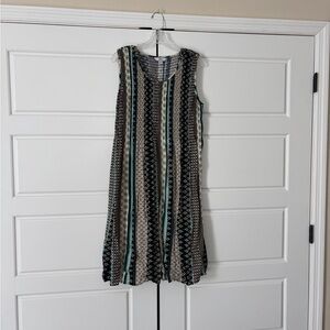 Croft & Barrow Black and Green Patterned Midi Dress